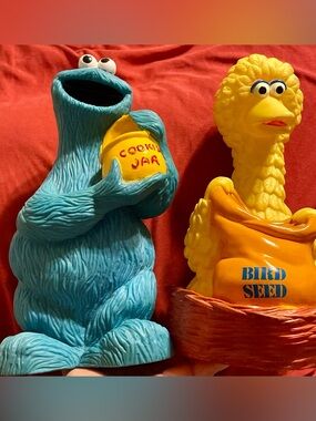 Vintage Sesame Street Cookie Monster & Big Bird Coin Banks